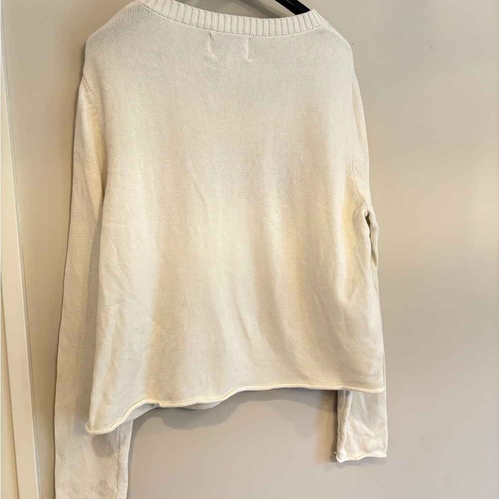 TURKS and Caicos white and navy blue coastal 100% cotton sweater size xl - Picture 6 of 6